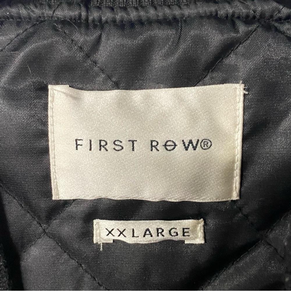 First Row Varsity Jacket Men XXL Blue Wool Patchwork Leather Sleeve Embroidered - Picture 2 of 12
